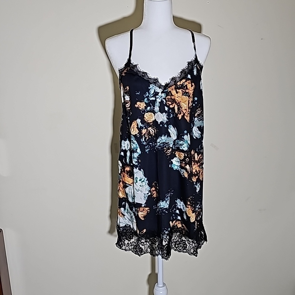 Tobi Floral Slip/ dress Trimmed with eye lash lace